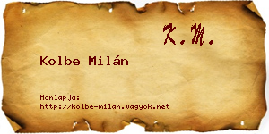 Kolbe Milán névjegykártya